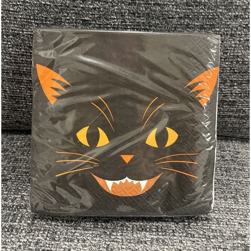 45 Pc Halloween Party Holiday Black Cat Vampire Paper Napkins 2 Ply 6.5"x6.5"NEW